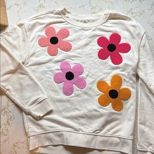 Soft Pullover Sweatshirt with flowers